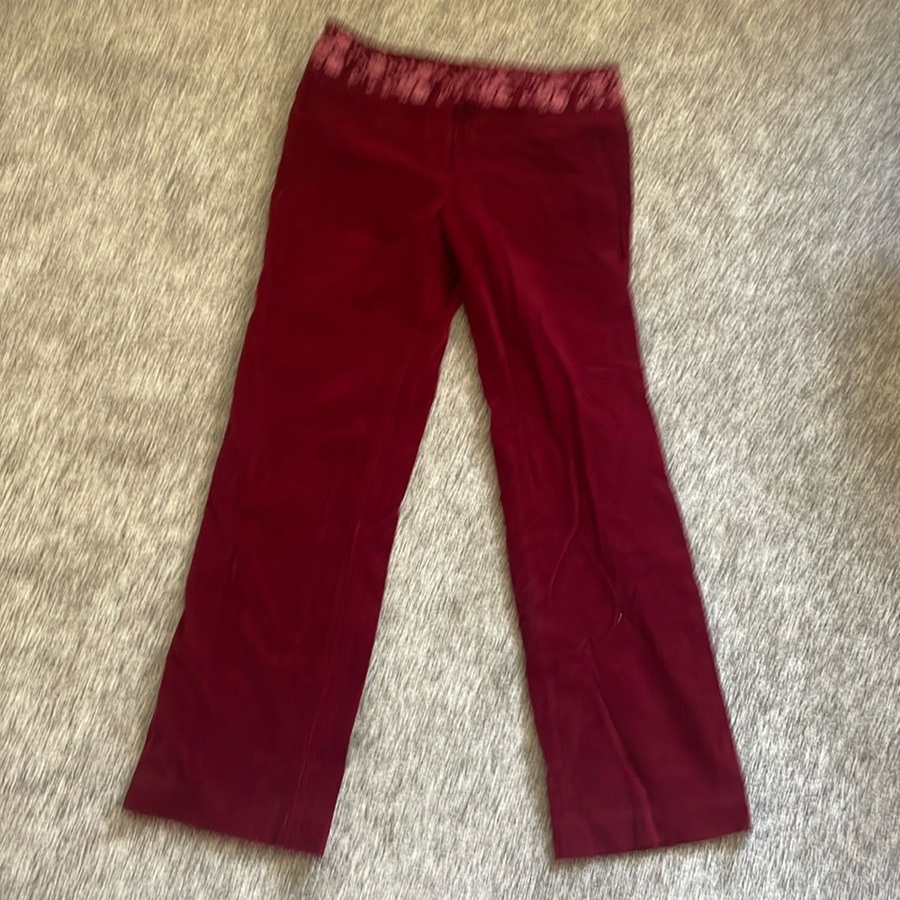 Low waist embroidered velvet boot cut pants